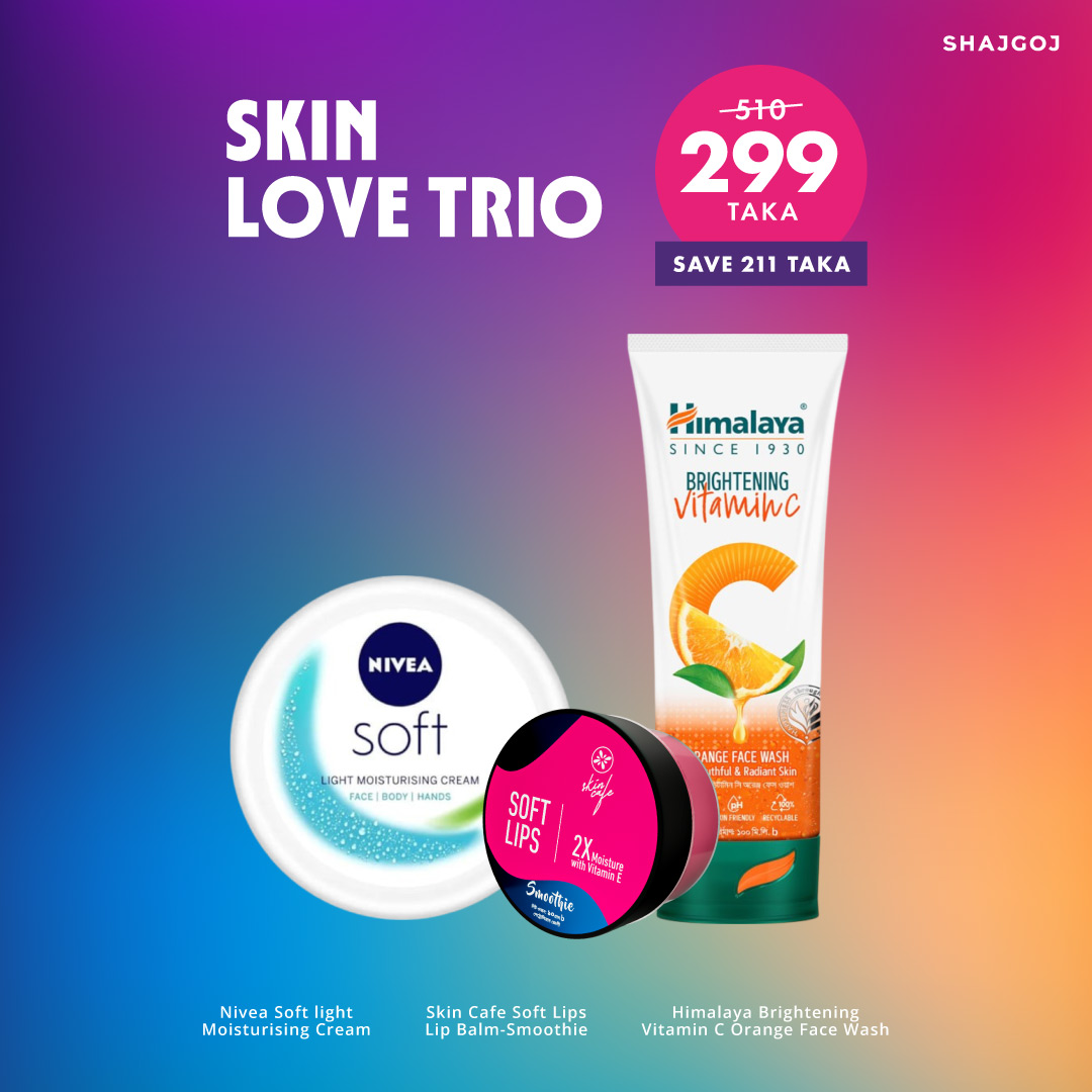 Skin Love Trio (Skin Cafe Lip Balm - Smoothie + Himalaya Vitamin C Orange Face Wash + Nivea Soft light Moisturising Cream)
