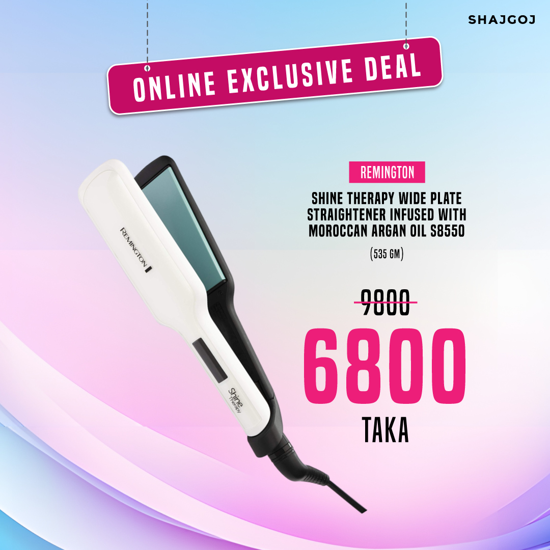 Remington Shine Therapy Wide Plate Straightener Infused with Moroccan Argan Oil S8550